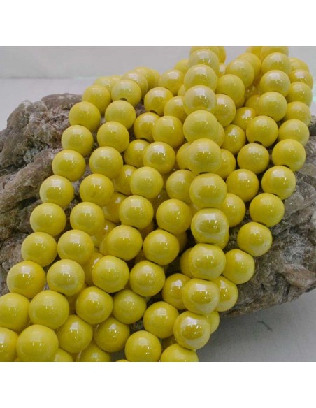 Filo di perle rotonde in ceramica smaltata 10 mm 33pz Gioie d'Oriente