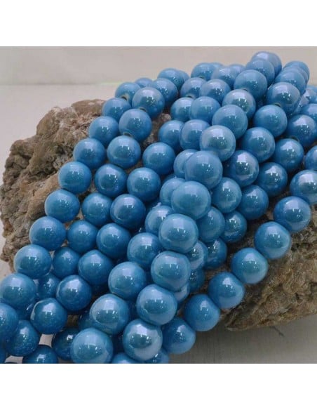 Filo di perle rotonde in ceramica smaltata 10 mm 33pz Gioie d'Oriente