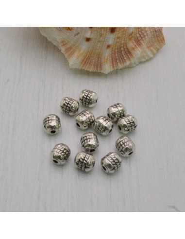 Distanziatori Perline tondo RIGATA 4 x 5 mm da 14 pz in metallo per bigiotteria