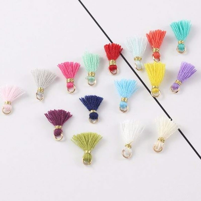Mini nappine in cotone con anellina oro 10-12 mm 4pz vari colori Gioie d'Oriente