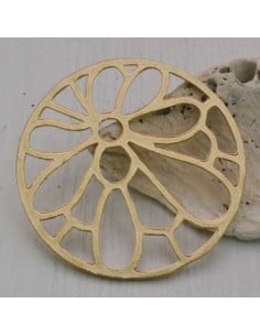 Ciondolo tondo con fiore in zama oro 41 mm 1pz Gioie d'Oriente
