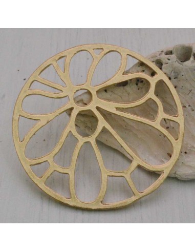 Ciondolo tondo con fiore in zama oro 41 mm 1pz Gioie d'Oriente