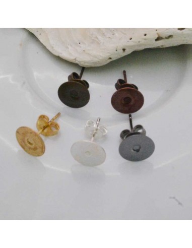 Base orecchini a perno in ottone con base piatta da incollo 8mm 4 paia|GDO