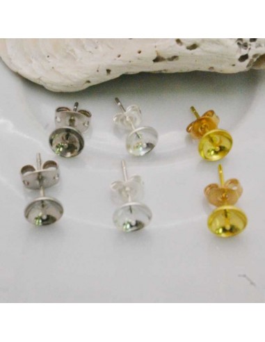 4 coppie Base Orecchini con perno per mezzo foro 6 mm in ottone per bijoux