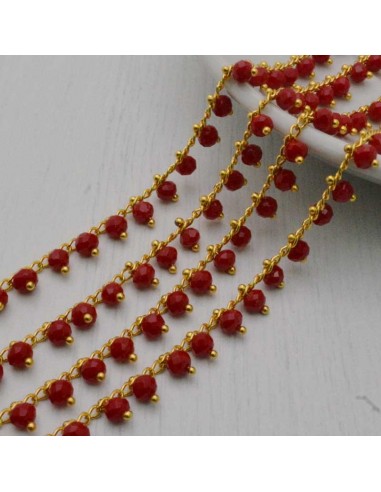 Catena Rosario con cristalli bordeaux 3mm 50cm | Bigiotteria fai da te di Gioie d'Oriente