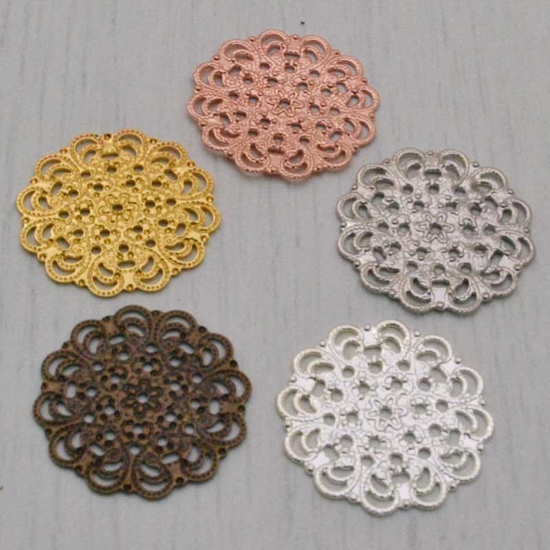 2 pz  Filigrana rotonda 31 mm in ottone  per bigiotteria