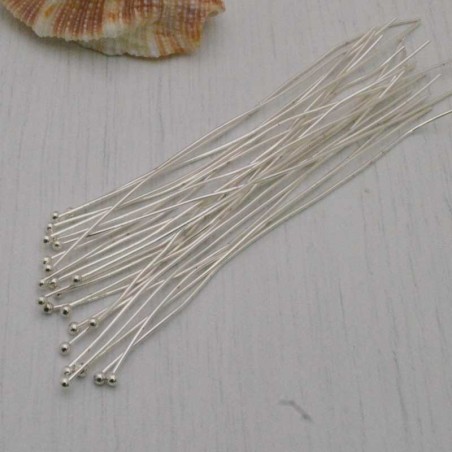 20 pz  Chiodini Spilli testa Pallina in ottone filo 0.5 mm 70 mm  per gioielli
