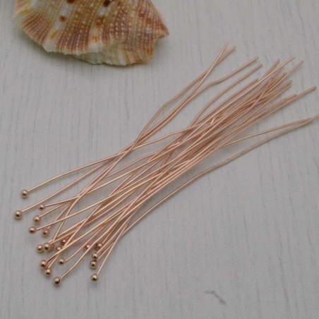 20 pz  Chiodini Spilli testa Pallina in ottone filo 0.5 mm 70 mm  per gioielli