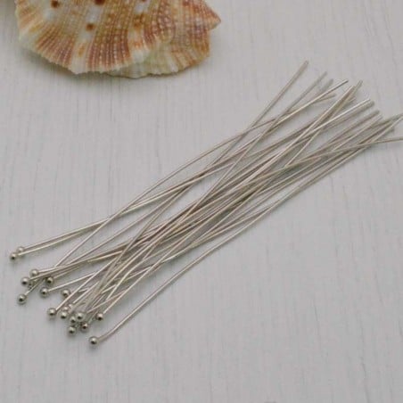 20 pz  Chiodini Spilli testa Pallina in ottone filo 0.5 mm 70 mm  per gioielli