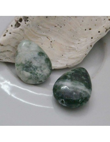 Goccia piatta in diaspro verde 15 x 19 mm 1pz Gioie d'Oriente