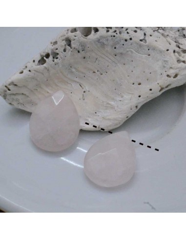 Quarzo rosa goccia liscia foro laterale 15 x 20 mm 1pz Gioie d'Oriente