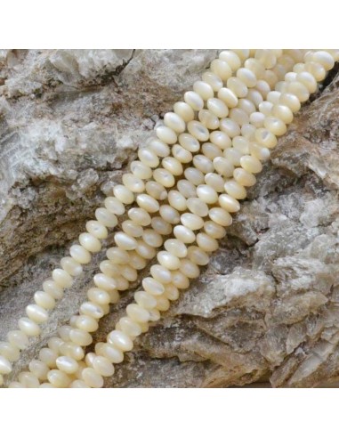 1 filo madreperla A NATURALE forma a RONDELLA liscio 2.7 x 4.5 mm 140 pz 40 cm beige per i tuoi  gioielli