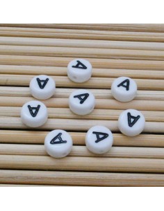 Perline lettere varie scritta nera plastica bianca 7mm 12pz Bigiotteria GDO | Gioie d'Oriente 2