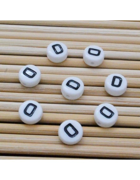 Perline lettera D scritta nera plastica bianca 7mm 12pz Bigiotteria GDO | Gioie d'Oriente