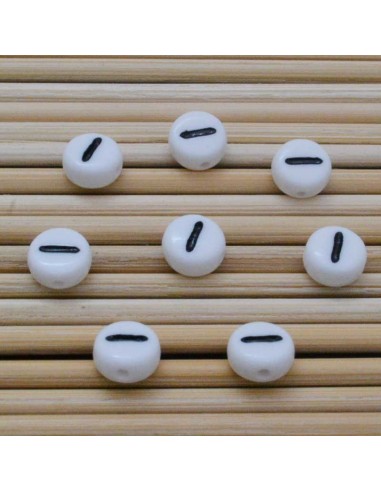 Perline lettera I scritta nera plastica bianca 7mm 12pz Bigiotteria GDO | Gioie d'Oriente