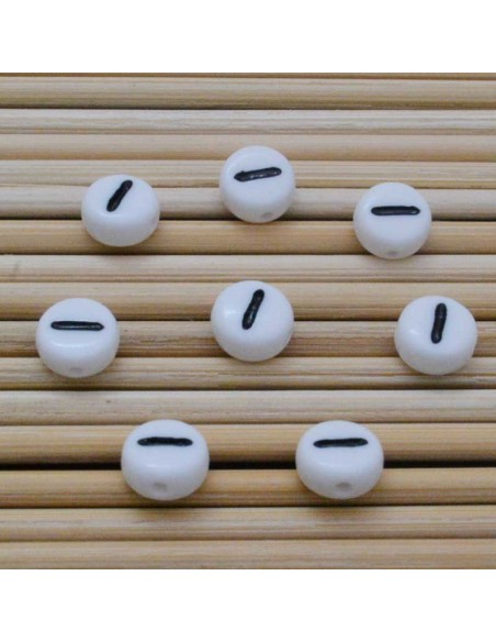 Perline lettera I scritta nera plastica bianca 7mm 12pz Bigiotteria GDO | Gioie d'Oriente