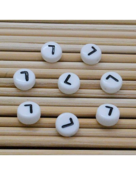 Perline lettera L scritta nera plastica bianca 7mm 12pz Bigiotteria GDO | Gioie d'Oriente