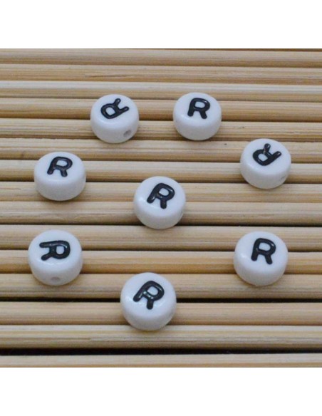12 PZ PERLINE PERLE  LETTERE ALFABETO IN PLASTICA BIANCO 7mm PER BIGIOTTERIA