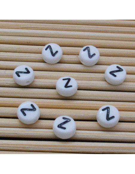 Perline lettera Z scritta nera plastica bianca 7mm 12pz Bigiotteria GDO | Gioie d'Oriente