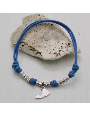 collana  Bracciale con filo cerato a pallina  argento 925 ciondolo balena donna uomo