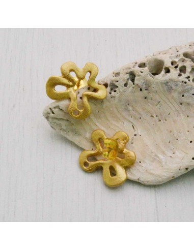 Base orecchini con perno in zama oro a forma irregolare 15mm 1paio