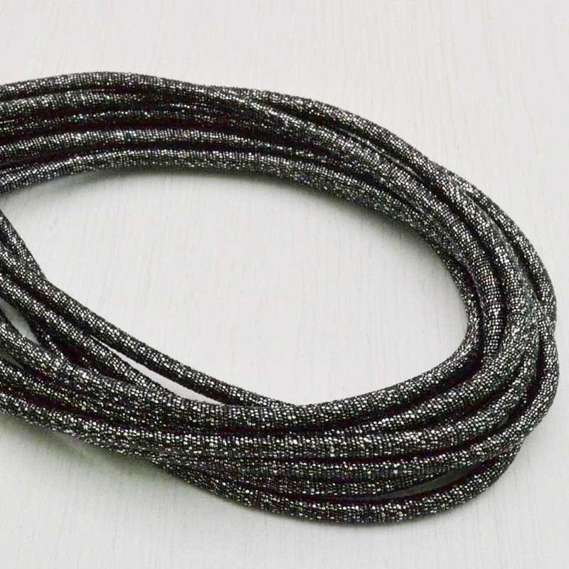 Filo metallico ricoperto in lurex nero-argento 1.5mm 1mt | GDO