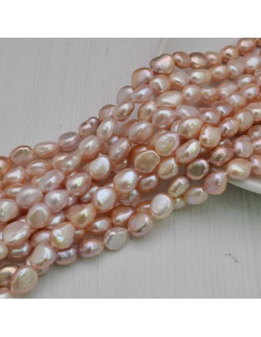 Fili di perle metta piatta di acqua dolce lilla  forma gocce 9 mm  36 pz 