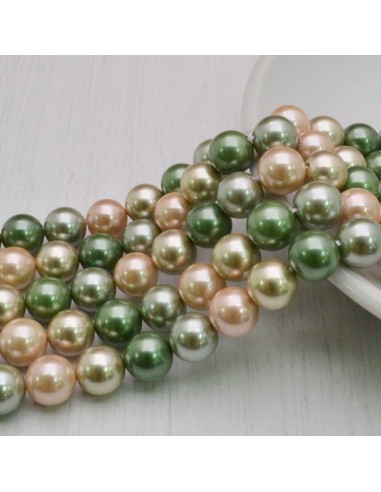Perle Di Madreperla multicolor rotondo 8 mm base verde  49 pz per tuoi gioielli