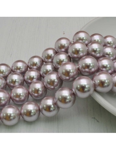 Perle Di Madreperla rotondo col lilla 12 mm 34 pz per tuoi gioielli 