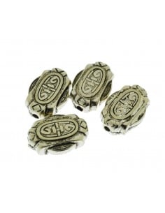 Inframezzi ovali decorati in resina argento 22 x 15 mm 4pz Gioie d'Oriente