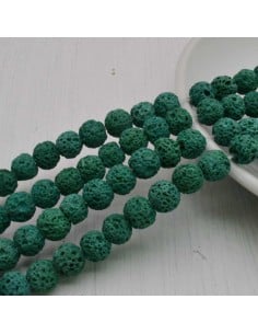 Filo pietra lavica verde rotonda grezza 6-8 mm Gioie d'Oriente