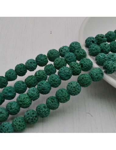 Filo pietra lavica verde rotonda grezza 6-8 mm Gioie d'Oriente