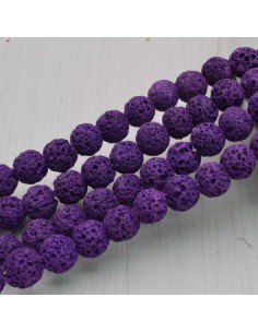 Filo pietra lavica viola rotonda grezza 6-8 mm Gioie d'Oriente