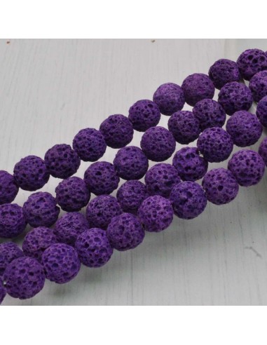 Filo pietra lavica viola rotonda grezza 6-8 mm Gioie d'Oriente