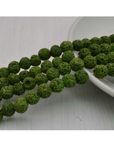 Filo pietra lavica verde chiaro rotonda grezza 6-8 mm Gioie d'Oriente
