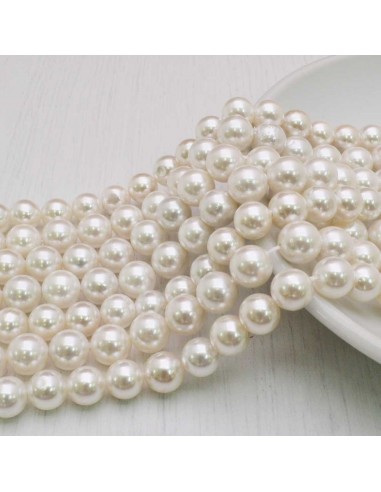 Perle Di Madreperla rotondo col bianco 8 mm 48 pz per tuoi gioielli GDO