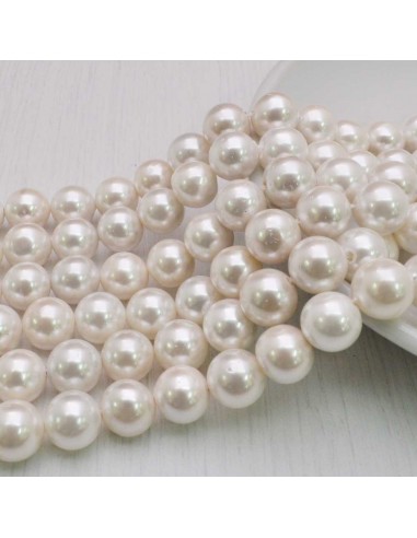 Perle rotonde, madreperla bianca, diametro 10mm, filo da 40 pezzi, marchio Gioie d'Oriente