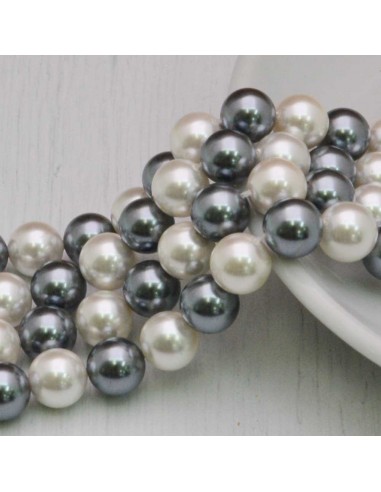 Perle Di Madreperla multicolor rotondo COL GRIGIO bianco 8 mm 49 pz per tuoi gioielli