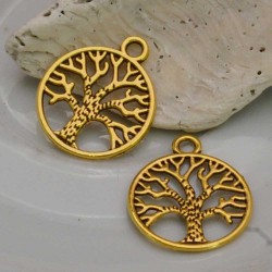 Ciondolo albero della vita in metallo oro 20 mm 4pz Gioie d'Oriente