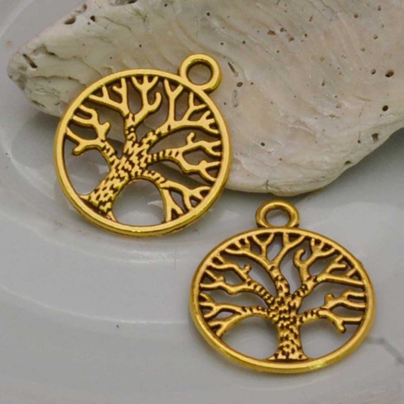 Ciondolo albero della vita in metallo oro 20 mm 4pz Gioie d'Oriente