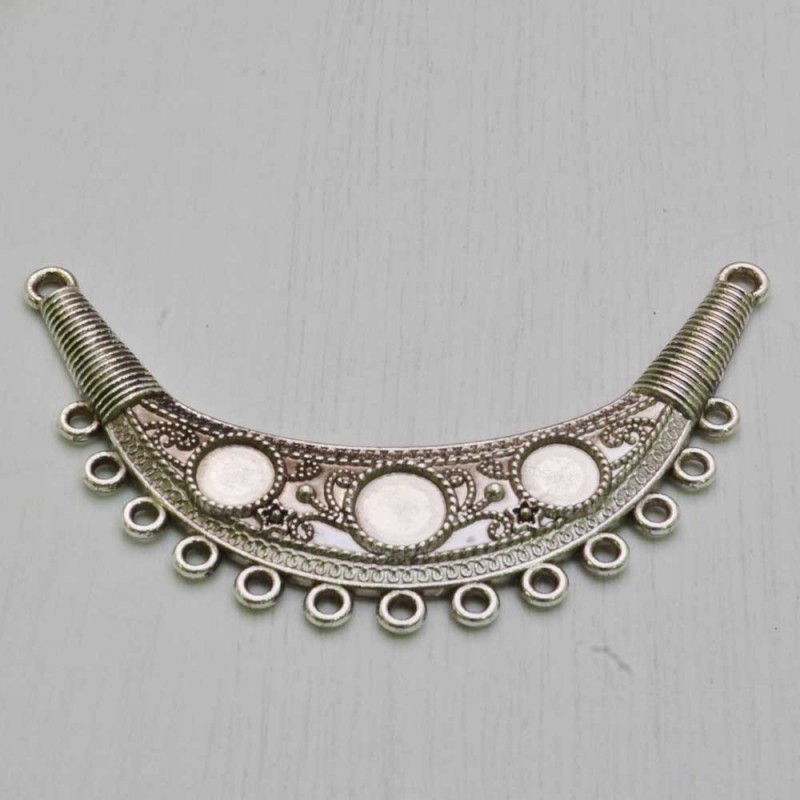 Chandelier centrale 5 X 9 CM forma luna con 8 fori 3 ﻿CABOCHON 9 MM  col argento