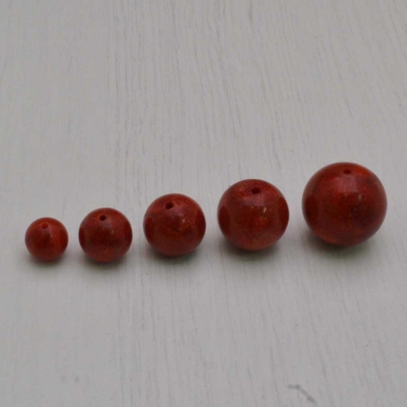Madrepora SFUSE Tondo COL ROSSO liscio 6 MM - 16 mm  per tuoi gioielli