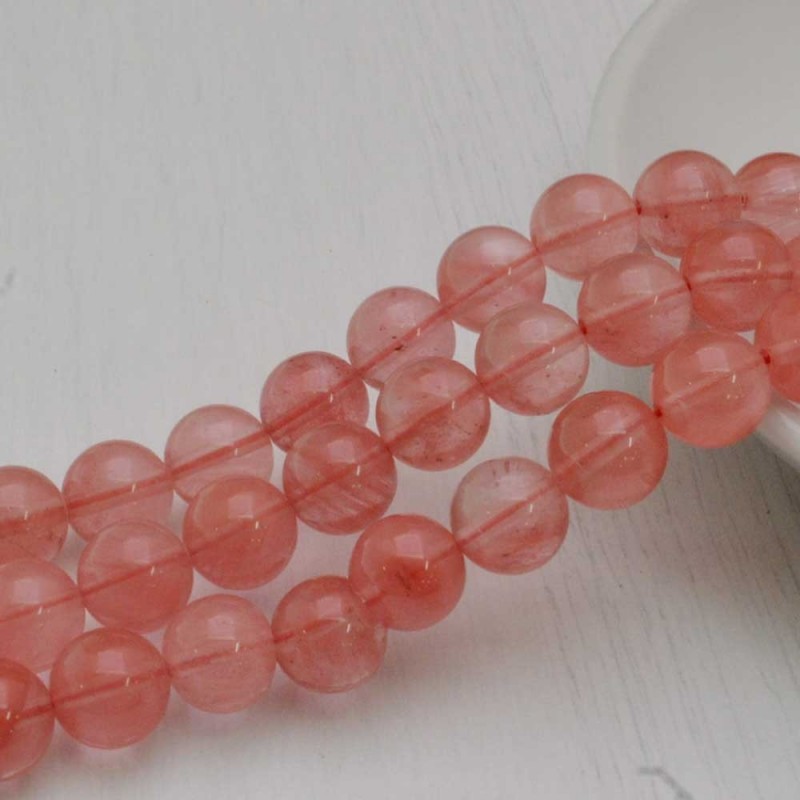 filo di quarzo cherry rosa pietra e liscia tondo 10 mm 40 pz PER TUOI GIOIELLI