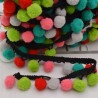 50 cm passamaneria Nastro frangia con pon pon multicol base nero Ottima Qualità
