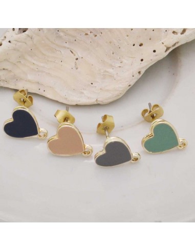 Base orecchini a forma di cuore smaltato  con perno 10x11mm 1 paio|GDO