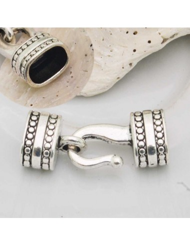 Chiusure Per Cuoio A GANCIO 30 X 12 MM con terminale 12.5 X  9 MM collana bracciale