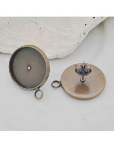 Base orecchini a perno con cabochon bronzo 1 paio| GDO