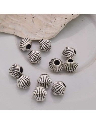 Distanziatori Perline RIGATA 6.5  x 7 mm da 11 pz  in metallo per bigiotteria