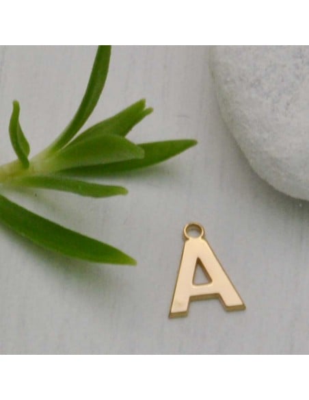 Ciondolo lettera A in Argento 925 placcato oro 9 mm 1pz Gioie d'Oriente