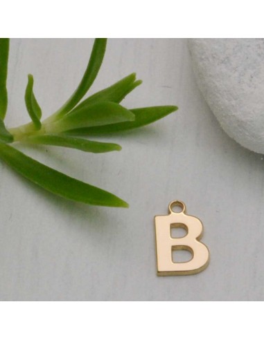 Ciondolo lettera B in Argento 925 placcato oro 9 mm 1pz Gioie d'Oriente